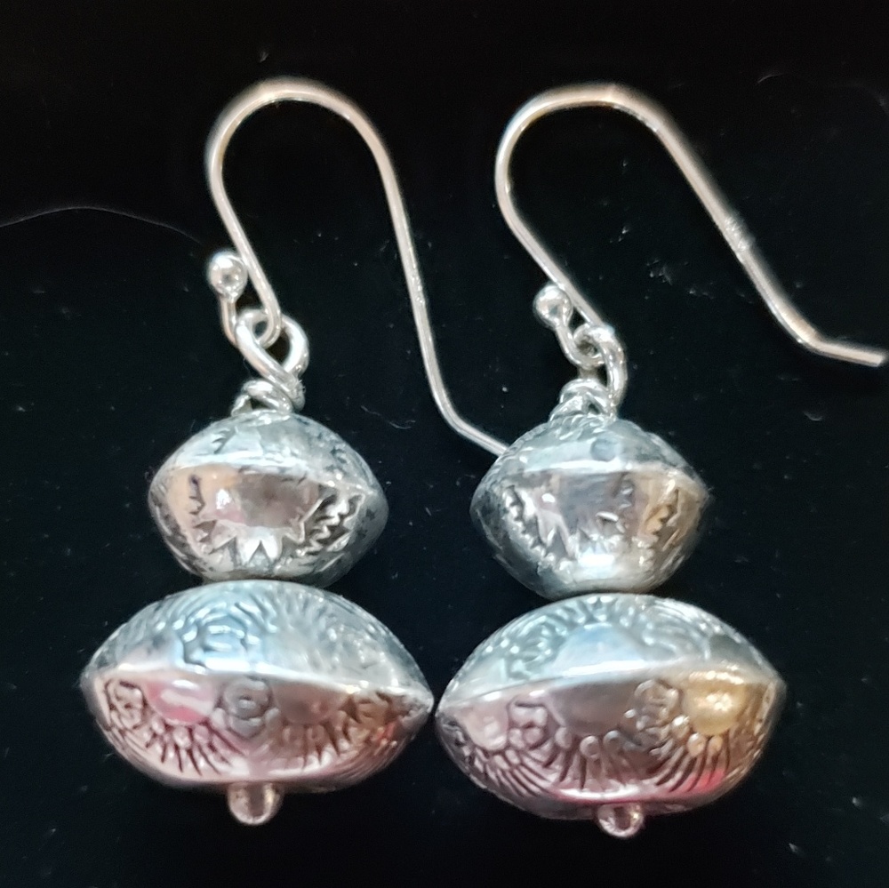 Handmade Fine Sterling Saucer Bead Earrings